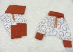 Fabric cuttings pants pattern Lybstes Baby size 50/56 - 74/80 Jersey Safari ecru plus cuff rust